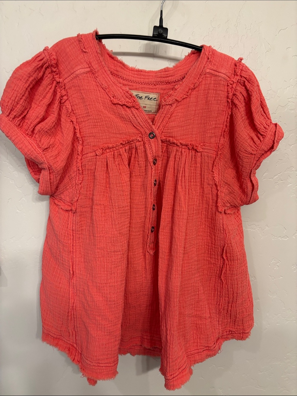 We the Free cotton top, XS, salmon orange pink